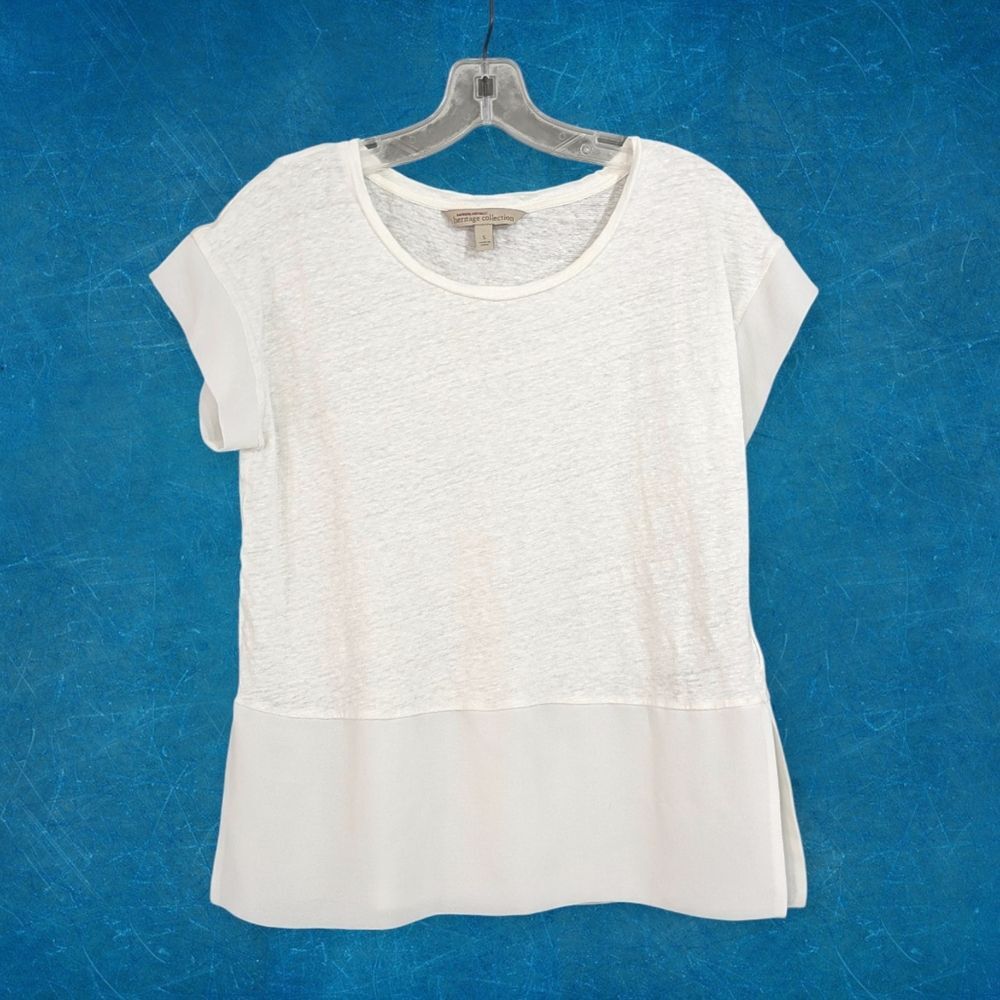 Banana Republic Heritage Collection White Split Hem Tee Blouse Size Small Womens